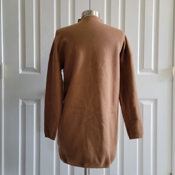 Vici All : Row Viscose Blend Thick Knit Mock Neck Women's Brown Sweater Dress - Picture 4 of 7